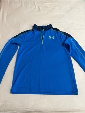Under Armour Bright Blue Long-Sleeve Quarter Zip with Neon Accents